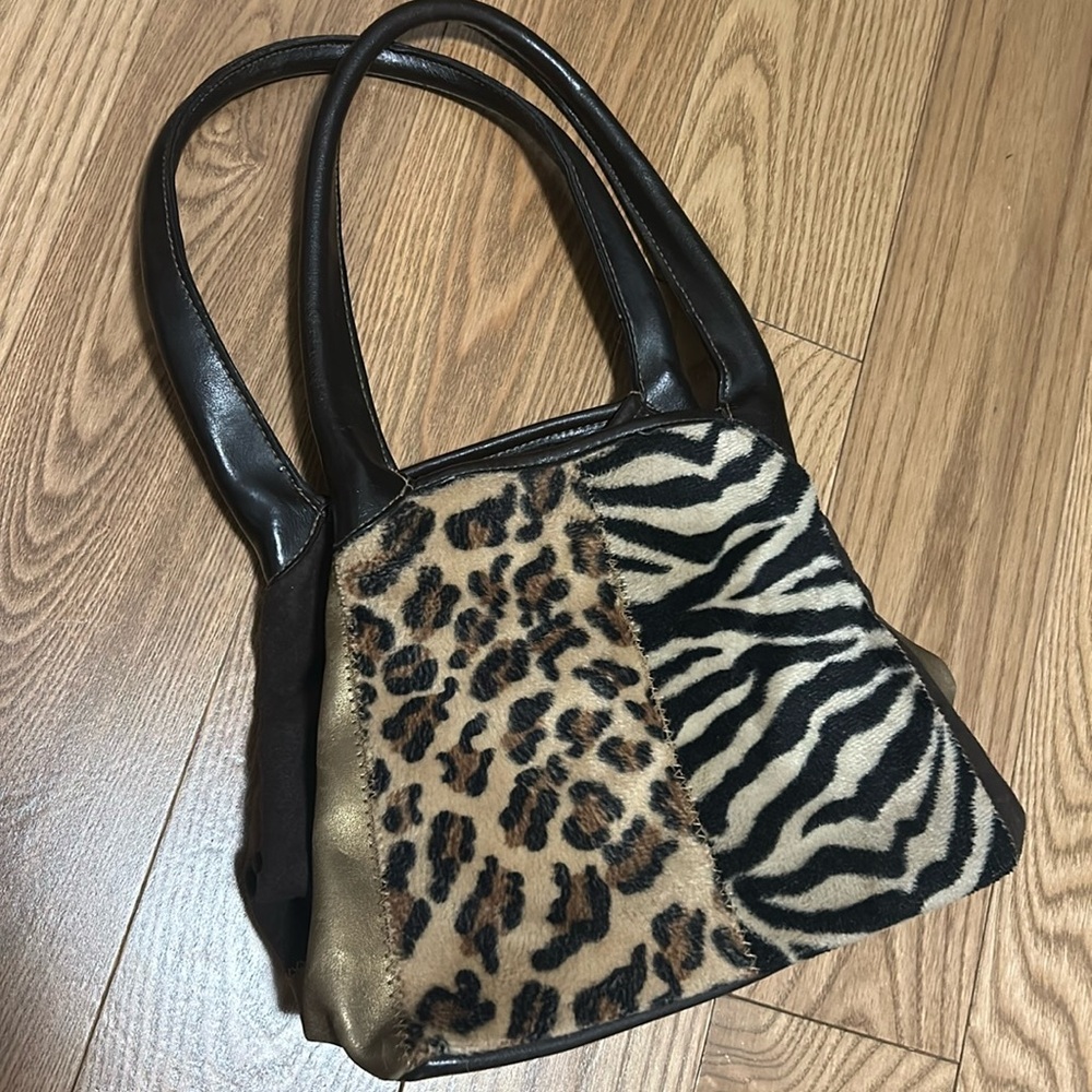 SOLD y2k patchwork animal print jungle realness purse
